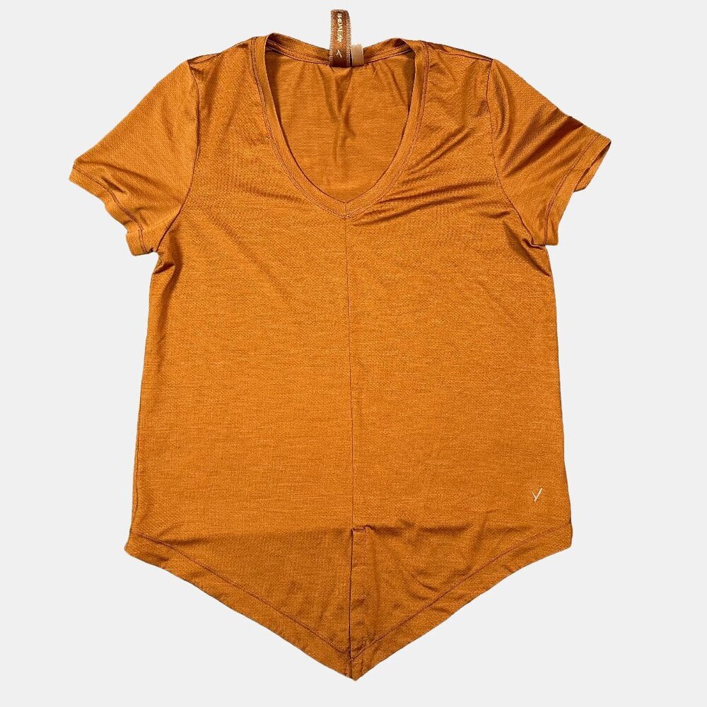 INDYEVA Mustard Golden Orange Short Sleeve Workout Top Women's Size Small